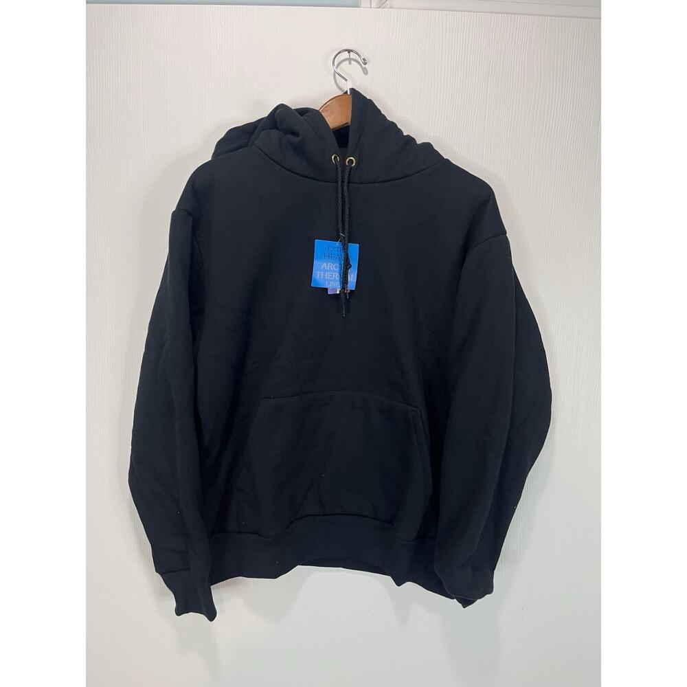 Vintage 90s Black Double Face Thermal Hoodie Size Large